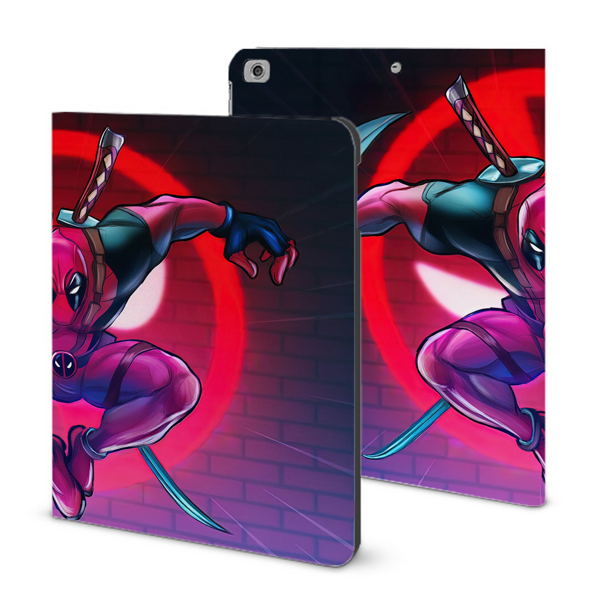 （画像用） Deadpool デッドプール IPad ケース ブック型 PUレザー TPU 耐衝撃 軽量 薄型 ペン収納なし 全面保護 IPad 各モデル対応
